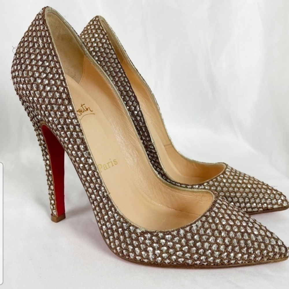 Christian Louboutin Pigalle Sequin Pointed Toe Pumps Heels